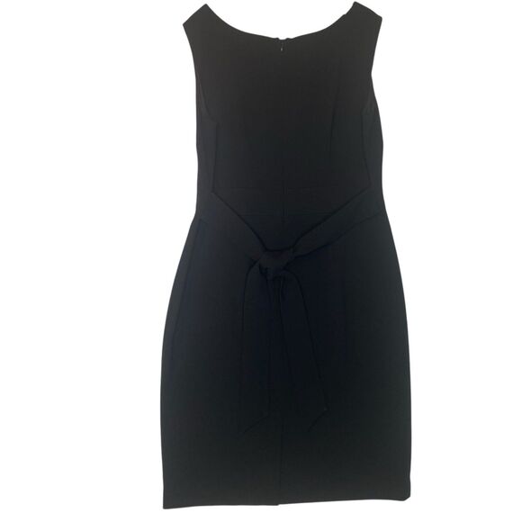Talbots Black Sheath Dress Size 10 Black Sleeveless Belted Minimalist Career - Picture 3 of 12